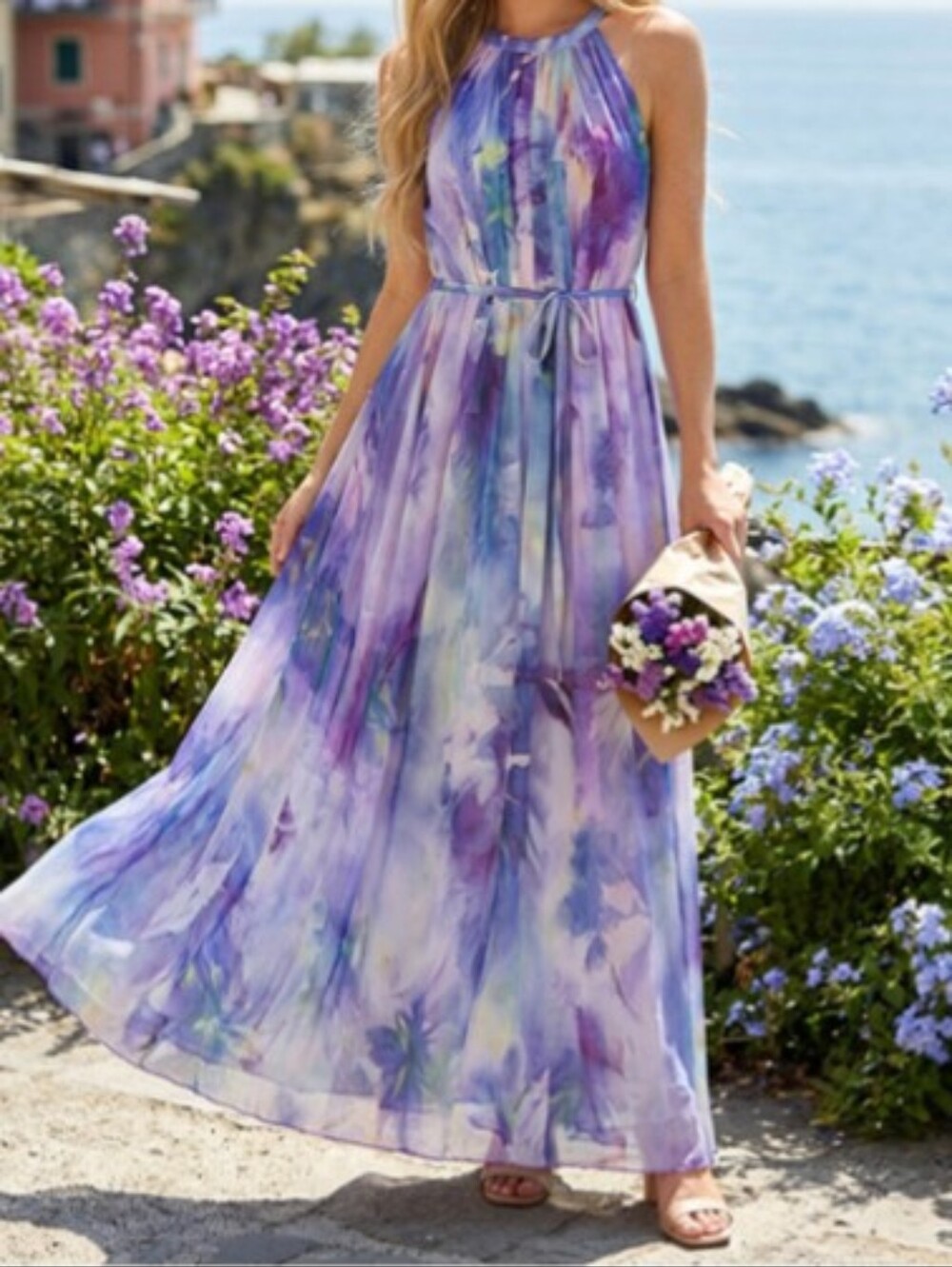 Chicwish Ethereal Lavender Watercolor Maxi Dress - Picture 1 of 7